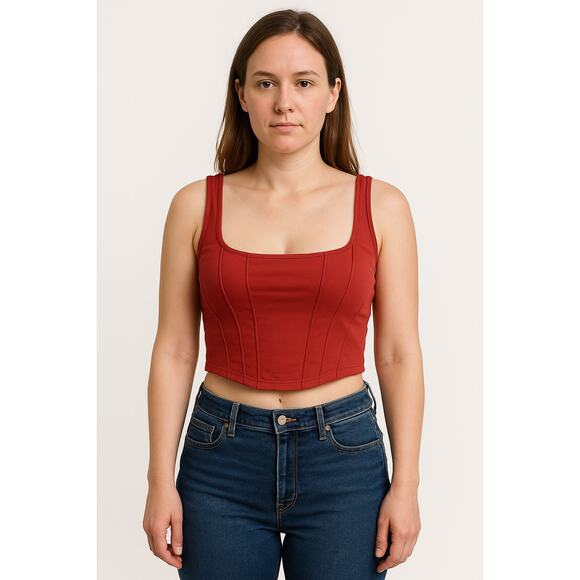 Urban Outfitters Women's Corset-Inspired Crop Top - Size Large, Mauve, NWT - Picture 1 of 5